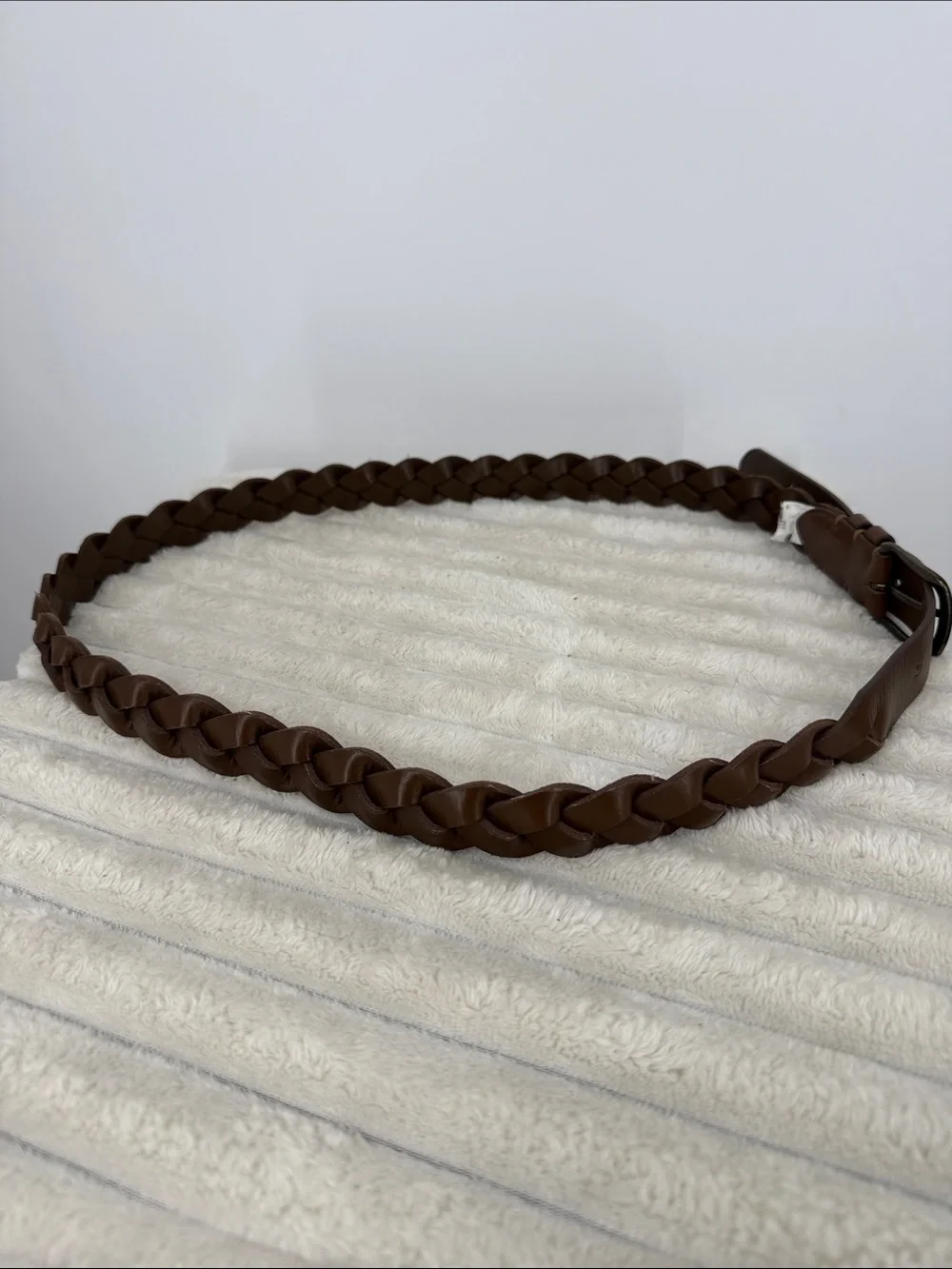 Classic Brown Braided Leather Belt for Men